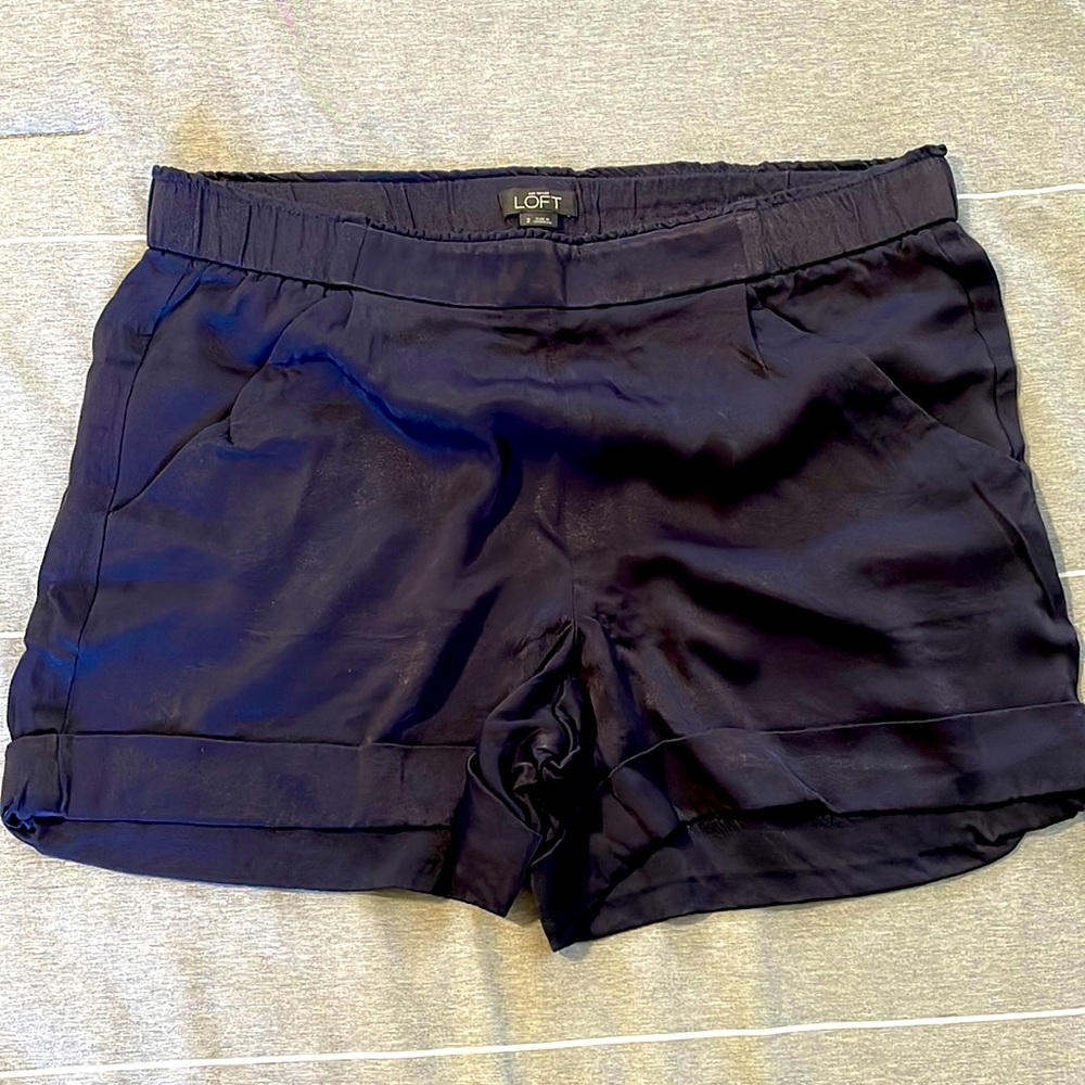 LOFT satin navy blue shorts